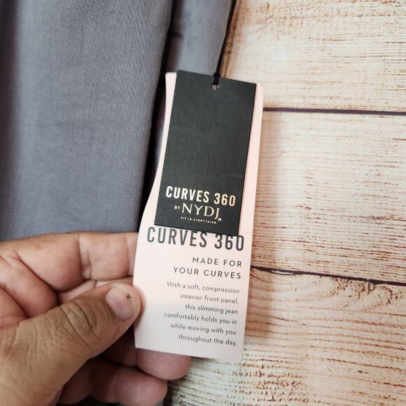 NYDJ Slim Straight Gray Jeans Curves 360 Side Ankle Slits Women's Size 26 NWT - Picture 9 of 16